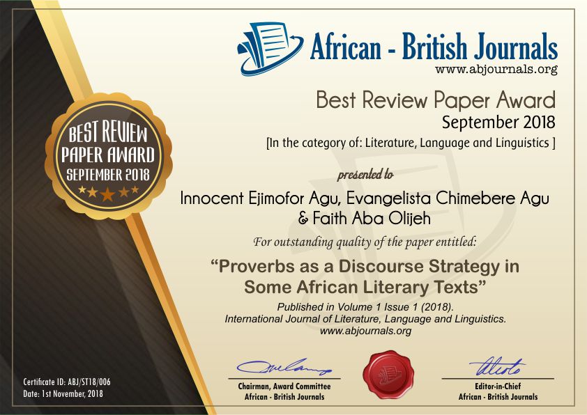 Proverbs as a Discourse Strategy in Some African Literary Texts